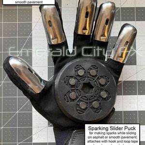 slider gloves with metal for haunted houses|insane haunt gloves.